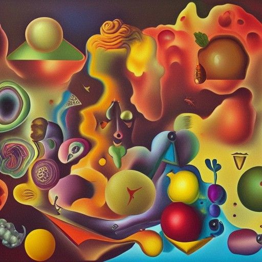Surreal Cosmic Fruit Salad Brain: Dali Style