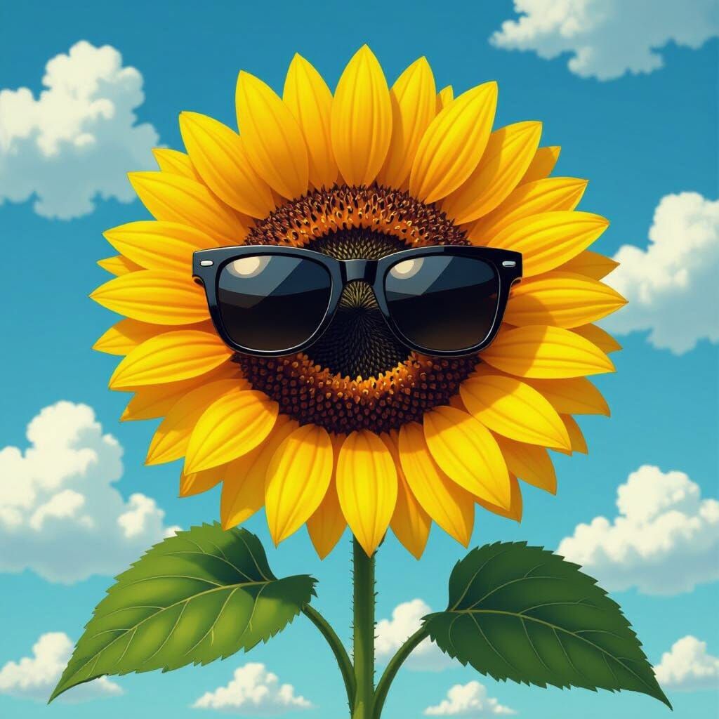 Sunflower in Sunglasses: Pop Surrealist Digital Art
