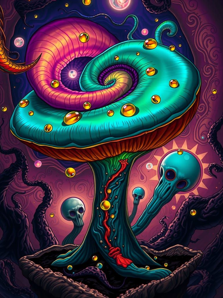 Iridescent Mushroom Teeters on Edge of Surrealist Nightmare