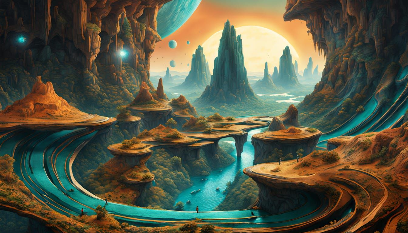 Exoplanet Surface Macro in Papier-Mâché Style