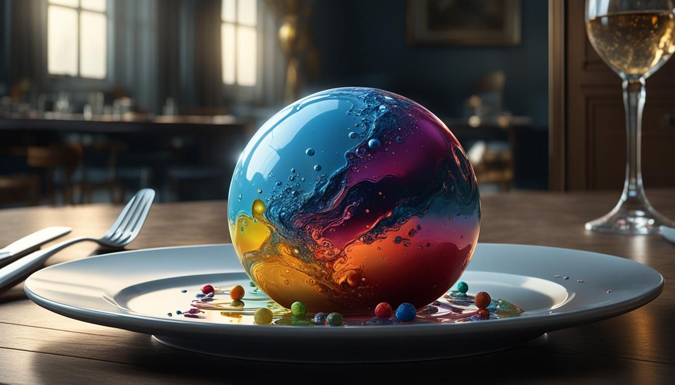 Dutch Ball Dessert in Hyperrealistic Splash Art