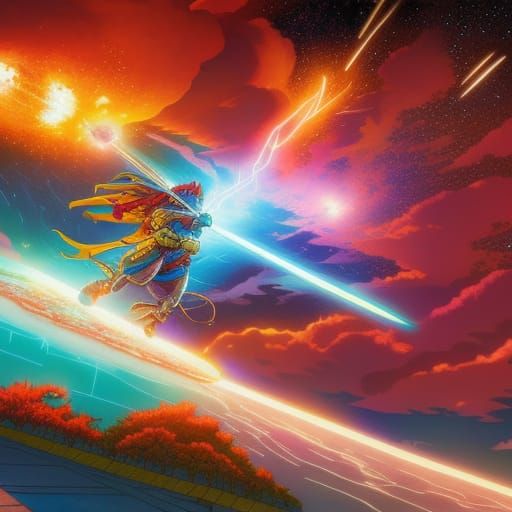 Hyperrealistic Anime Sky with Meteor Rocks