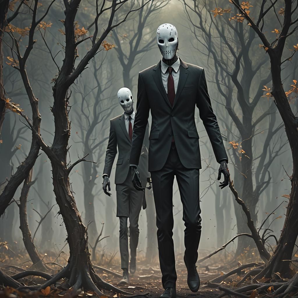 Slenderman in Detailed Matte Painting Style