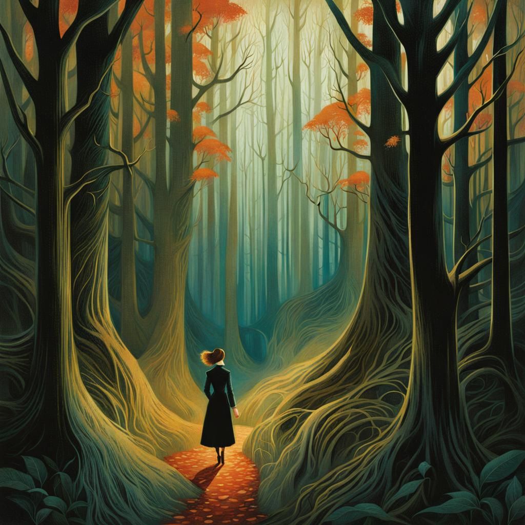 Eldritch Forest Illustration in Fairy Tale Style