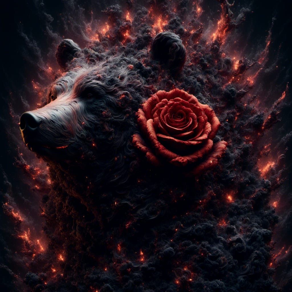 Brilliant Flaming Rose with Dark Sparkle Effect