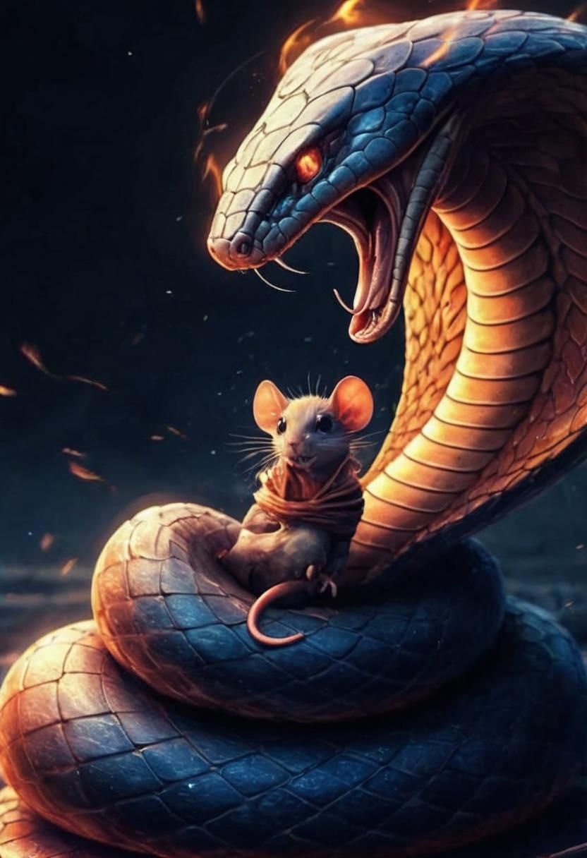 Cobra and Mouse in Dark Fantasy Style