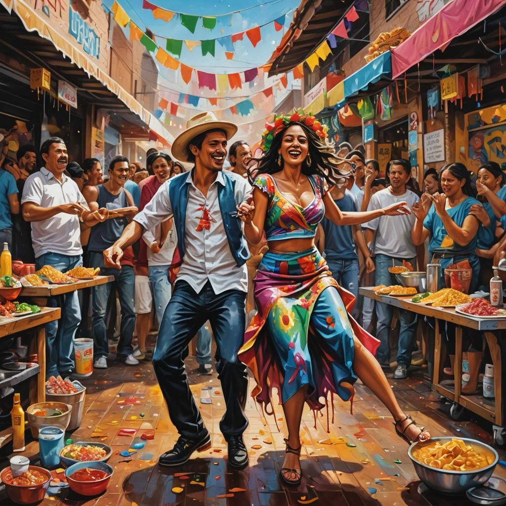 Cinco de Mayo Graffiti Art: Dancing Couple