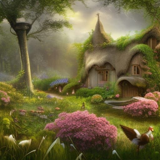 Detailed Forest Cottage Concept Art in 8K