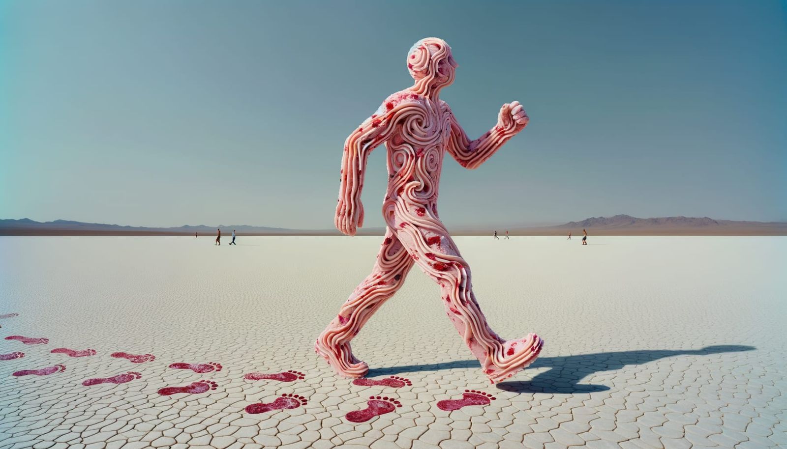 Raspberry Ripple Ice Cream Humanoid in Desert