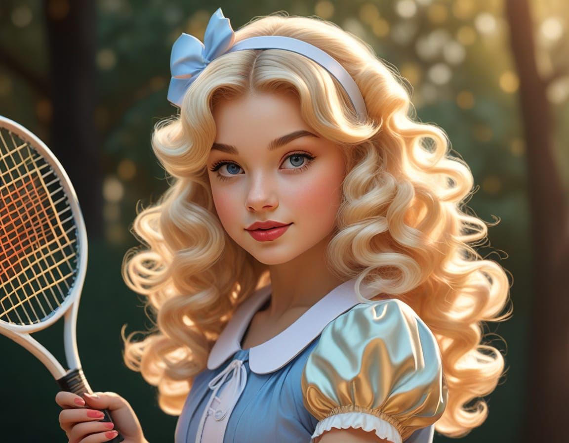 Alice in Wonderland Tennis Pin-Up in Classic Style