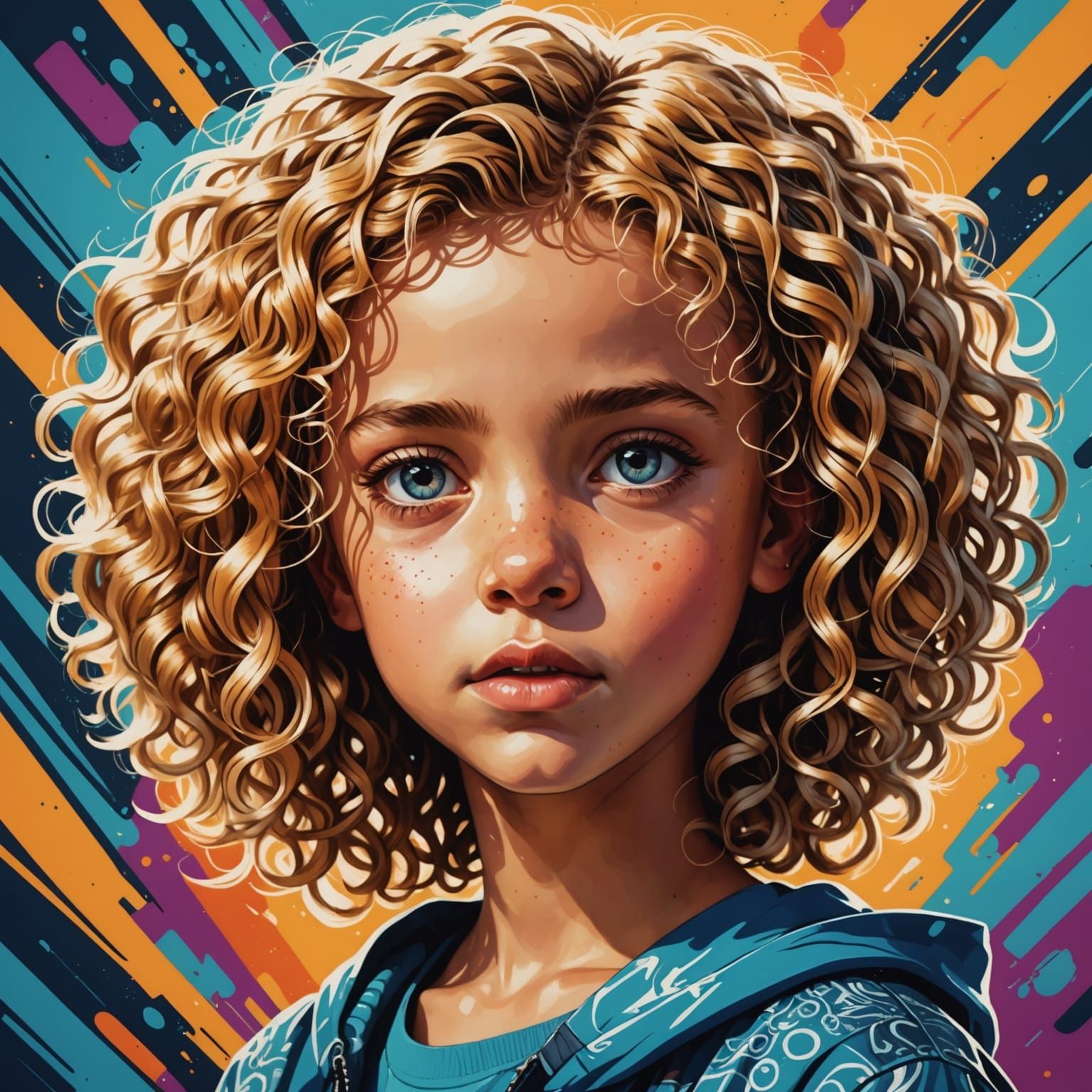 Blonde Girl in Emo Afrofuturism Style