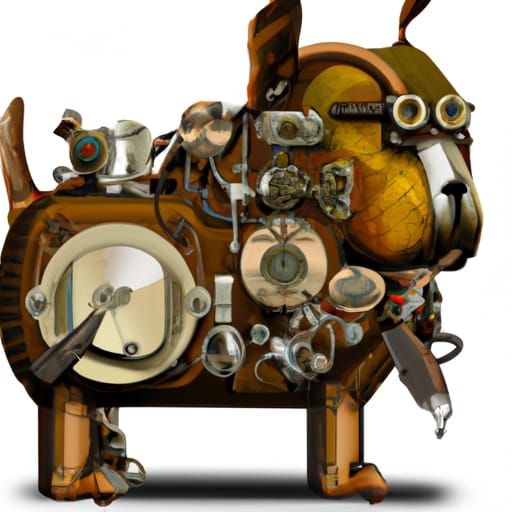 Steampunk Robot Dog with Mechanical Details