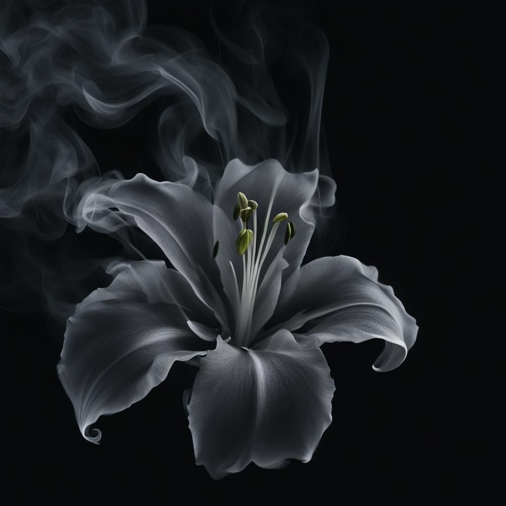 Lily Smoke Painting in Pixel Graphics Style