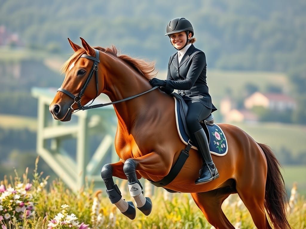 Confident Para-Equestrian Rider with Chestnut Mare