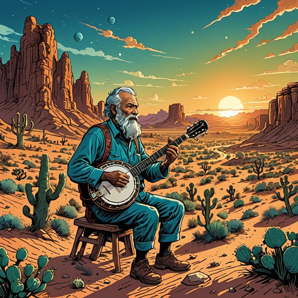 Banjo Lesson for Martians: Comic Book Illustration