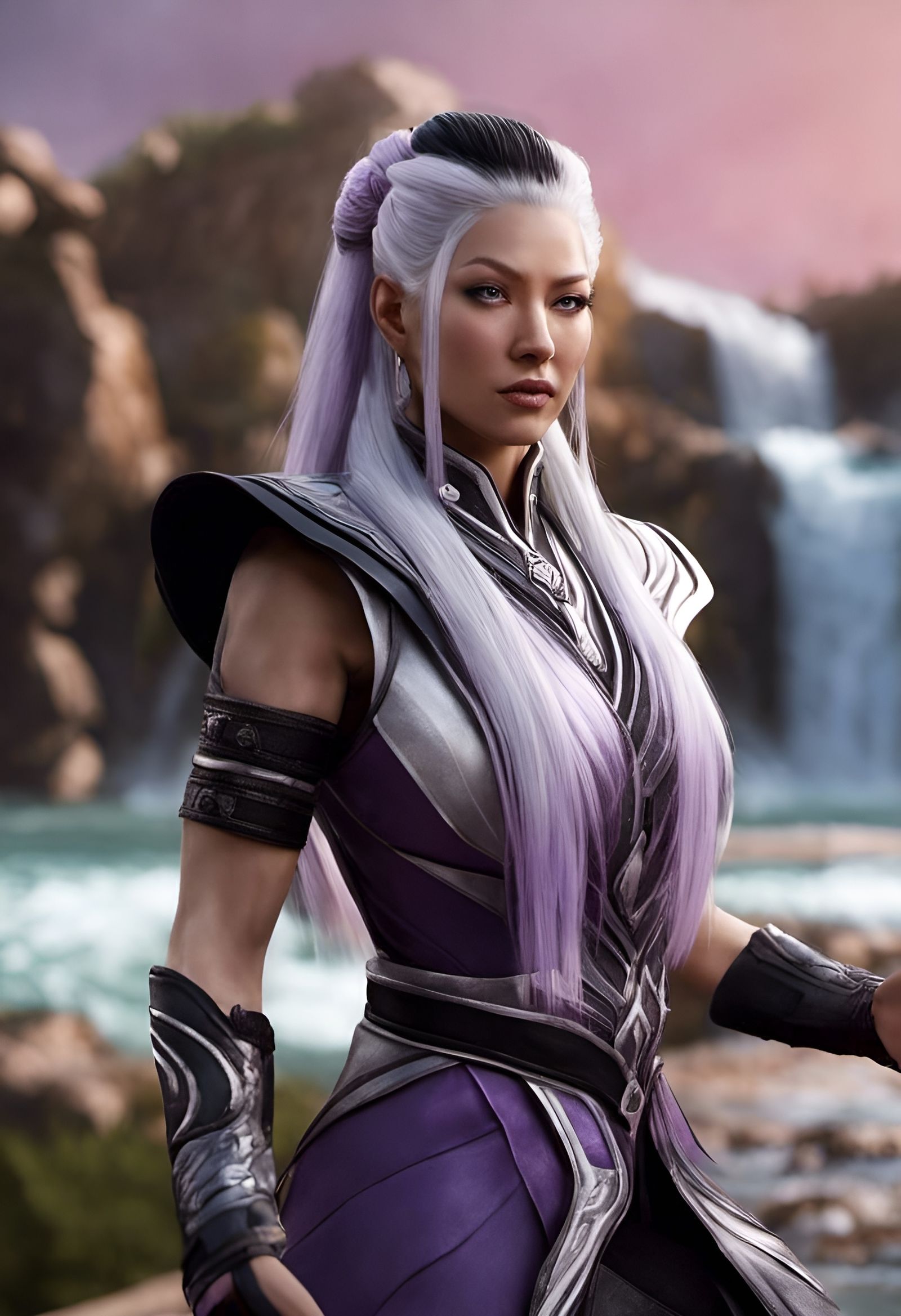 Queen Sindel Portrait with Waterfall in Unreal Engine