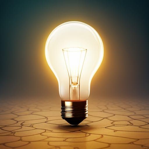 Fiery Lightbulb Floating in Space