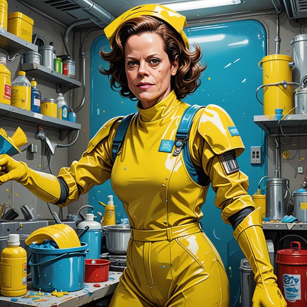 Sigourney Weaver as Cheerful Android in Graffiti Art