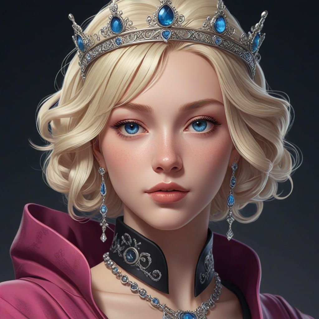 Regal Platinum Blonde Queen with Septum Piercing and Onyx Ti...