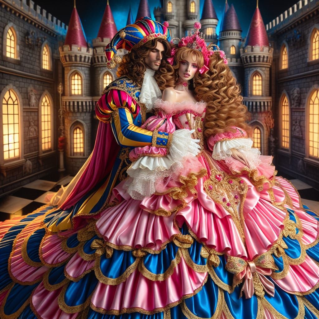 Princess and Jester in Royal Castle