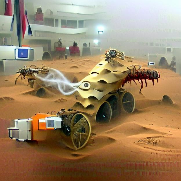 Mechanical Beast Surviving Martian Sandstorm