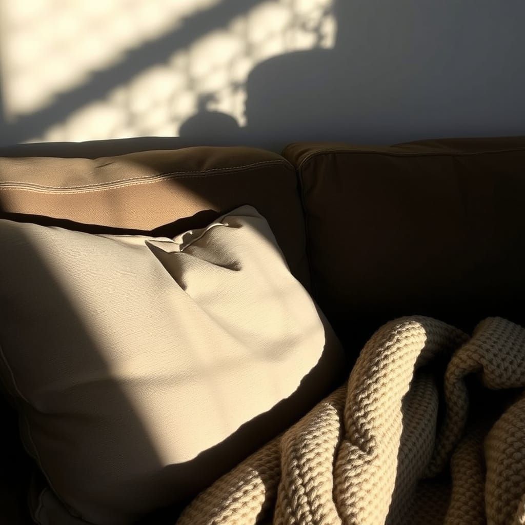 The cushions sigh, a soft, familiar fold,
As weary limbs, a ...