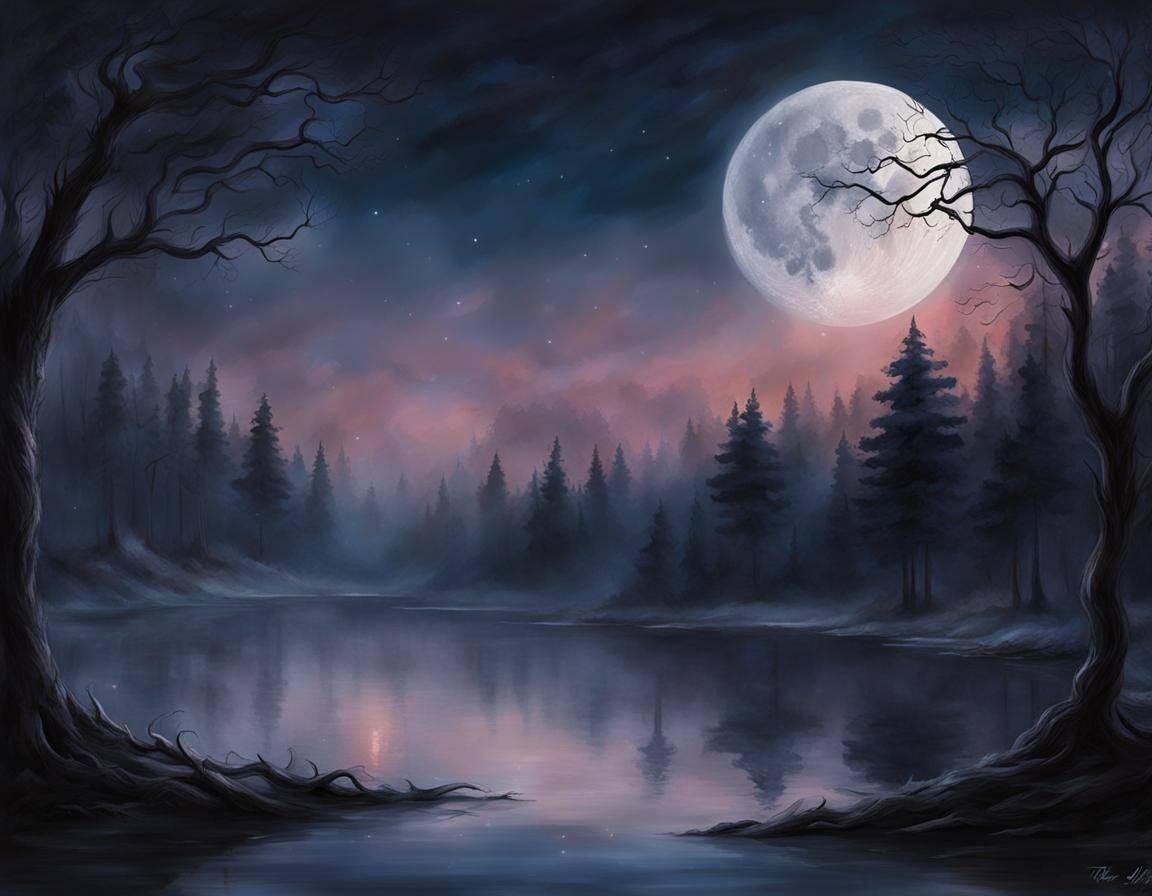 Romantic Twilight Scene with Dancing Shadows