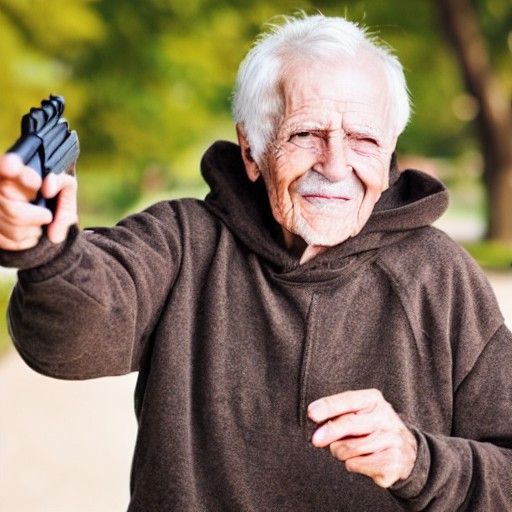 Old Person Holding a Pistol