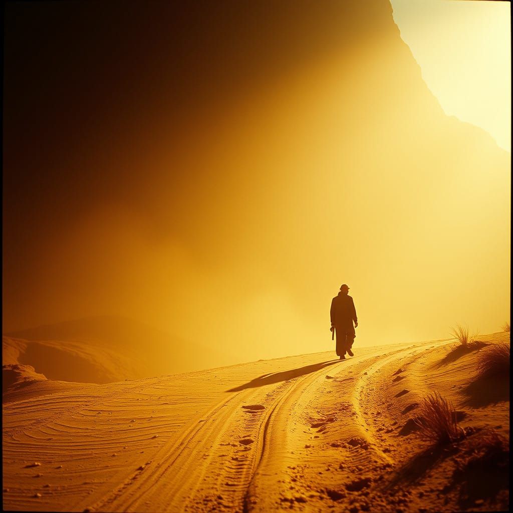 Epic Cinematic Film Still with Earthy Tones and Film Grain