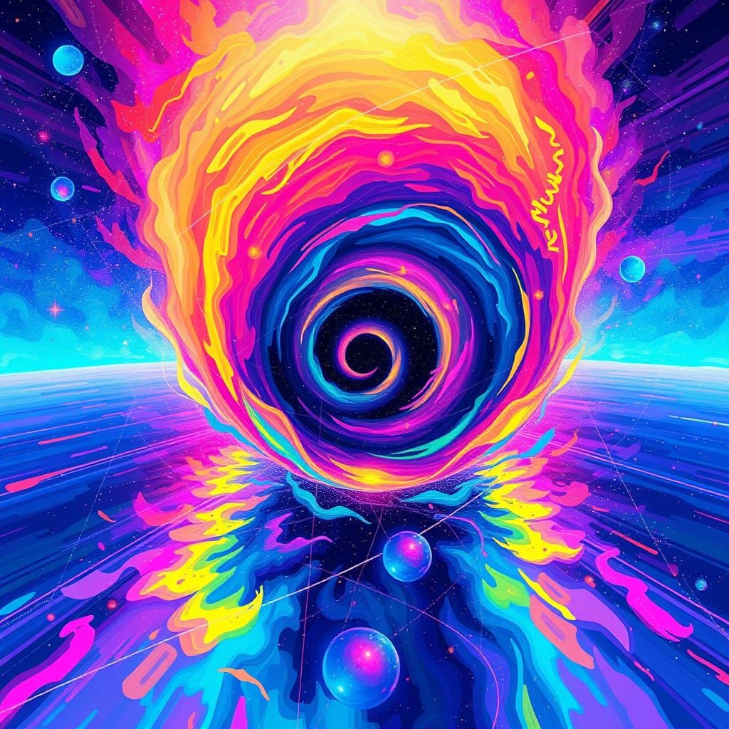 Vibrant Cosmic Spiral in Dreamy Anime Style