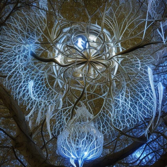 Luminescent Treehouse in Filigree Fantasy Style