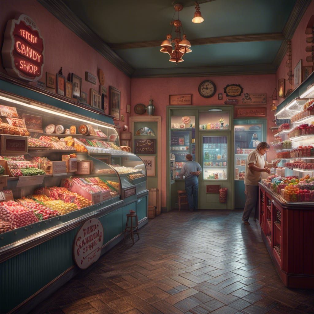 Hyperdetailed Candy Shop Photo in Gregory Crewdson Style