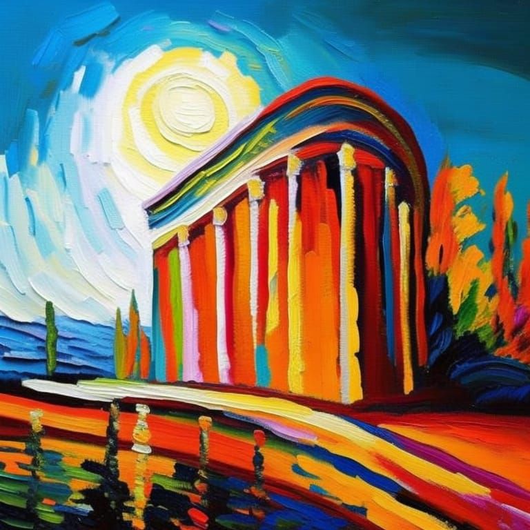 Colorful Expressionist Painting with Impasto Texture