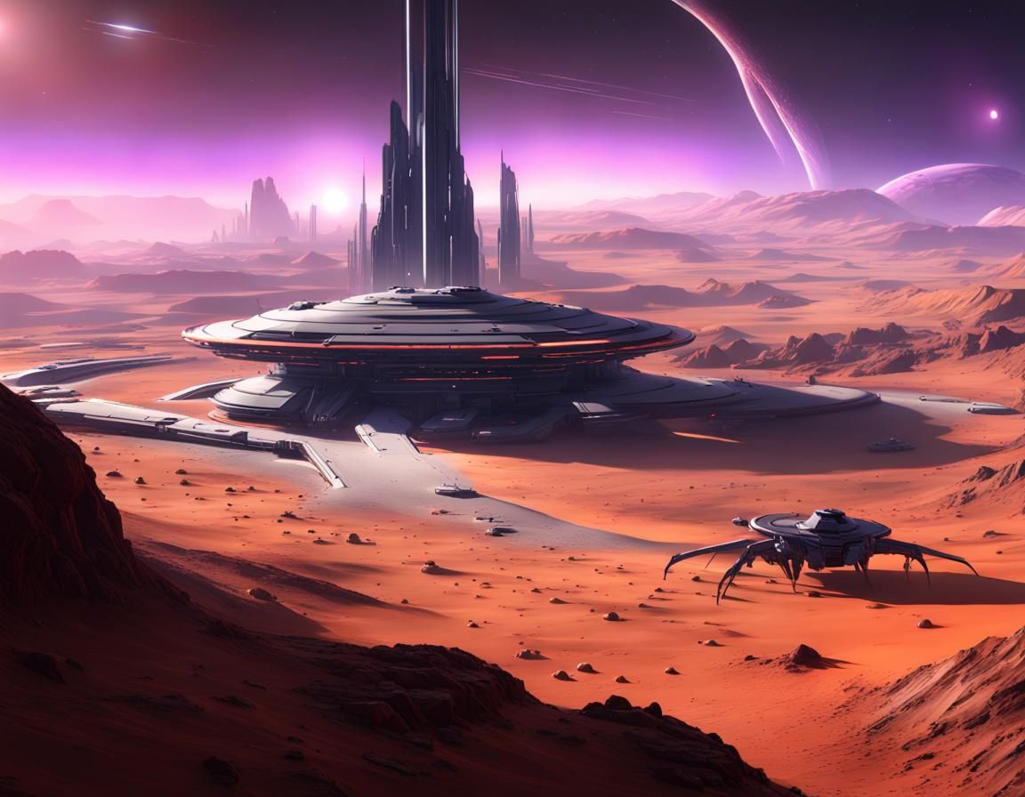 Mars Research Station in Dark Fantasy Style