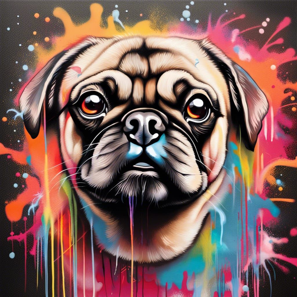 Taylor Swift as a Pug: Graffiti Art Portrait