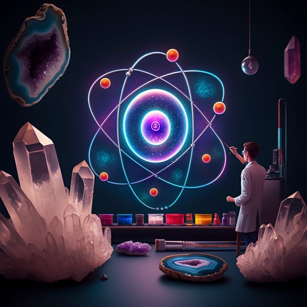 Scientist's Neon Silicon Atom Painting