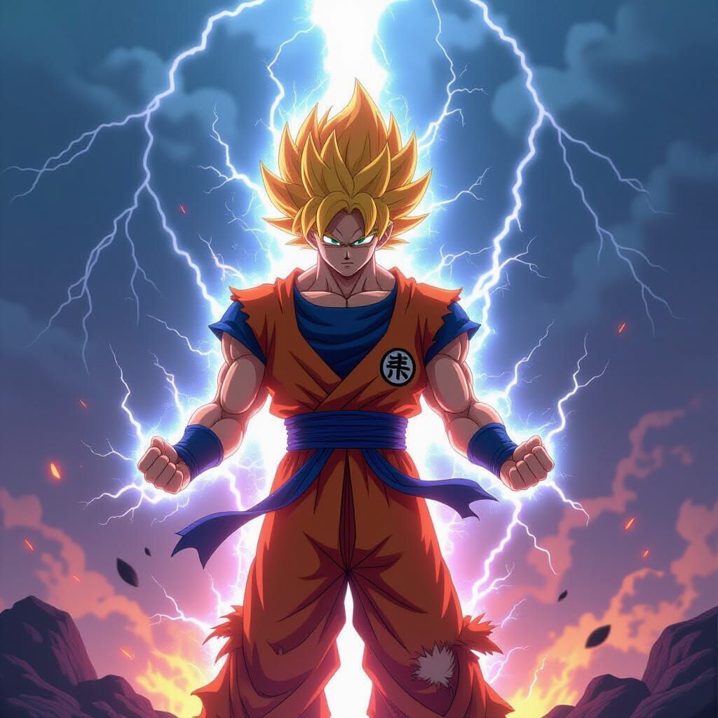 Electrifying Fusion: Goku and Ash Ketchum in Dark Fantasy