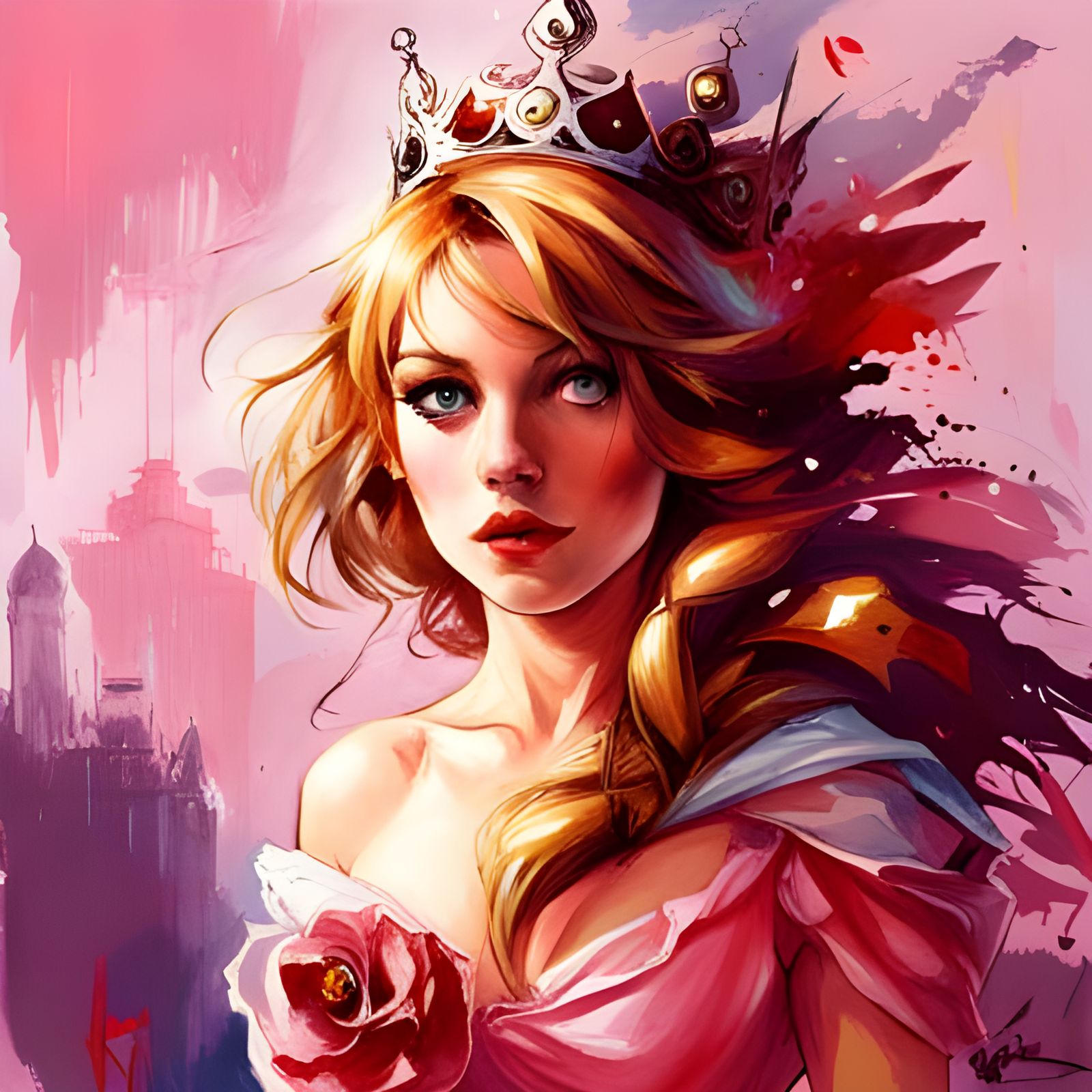 Glamorous Princess Peach Illustration in Pin-Up Style