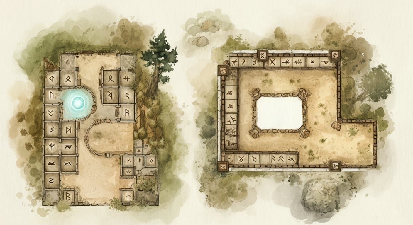 Watercolour Blueprints of Fantasy Buildings for D&D