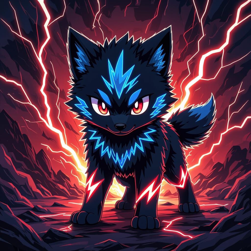 Electric Wolf Cub Pokémon Digital Art