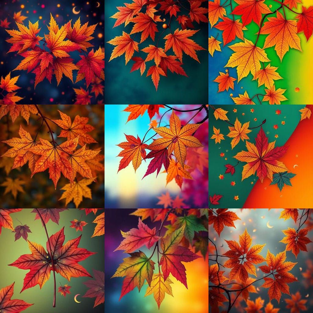 Vibrant Autumn Leaves in Intricate Detail