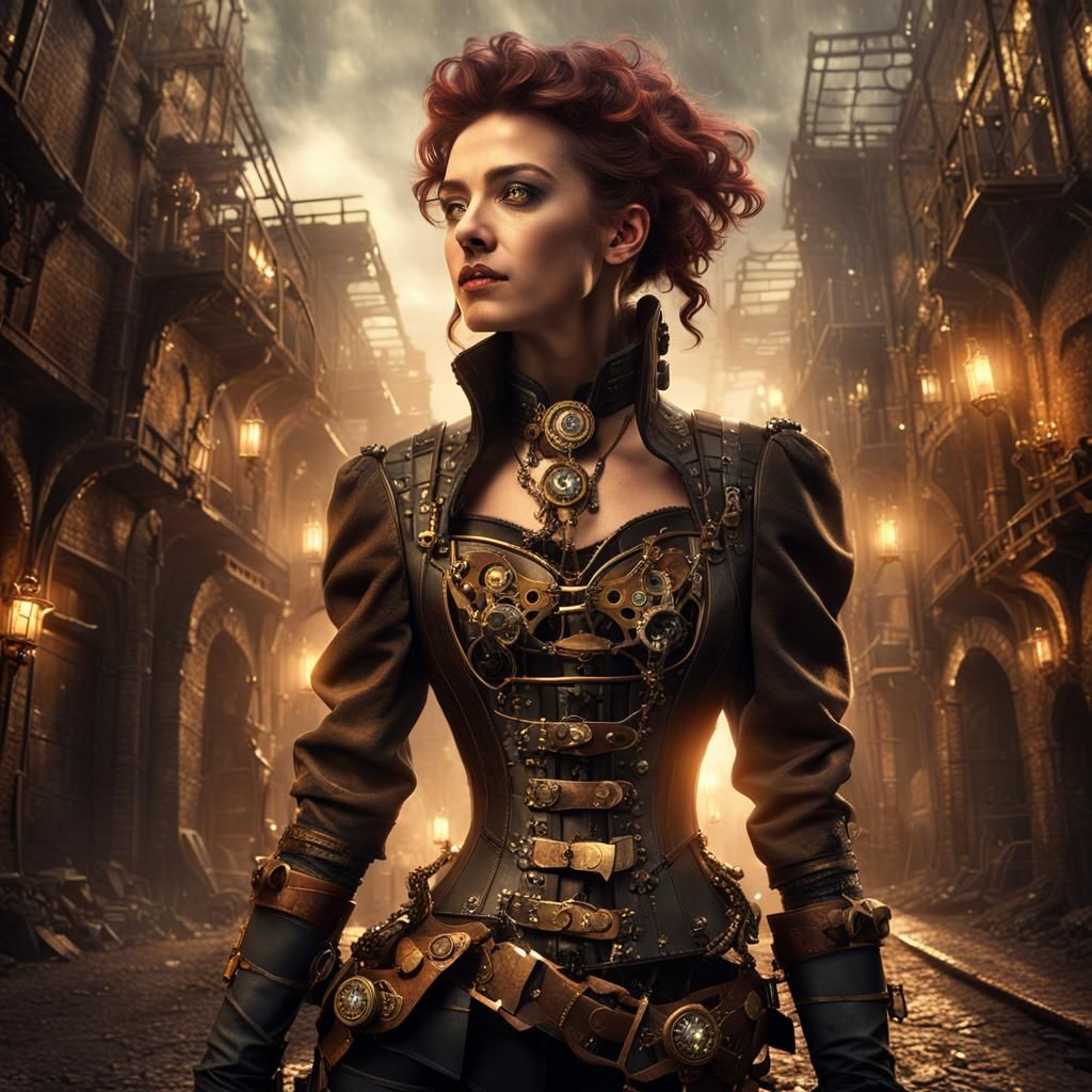 Steampunk Rogue in Mystical Alley: Digital Matte Painting