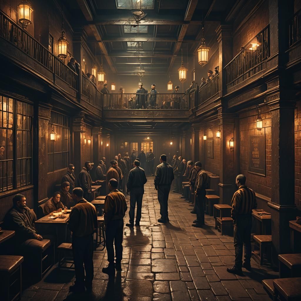 Eerie Prison Concept Art in Victorian Style