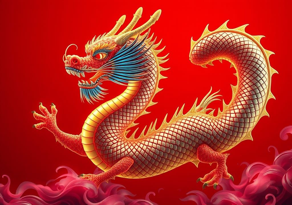 Majestic Chinese Dragon on China's Day: Matte Painting