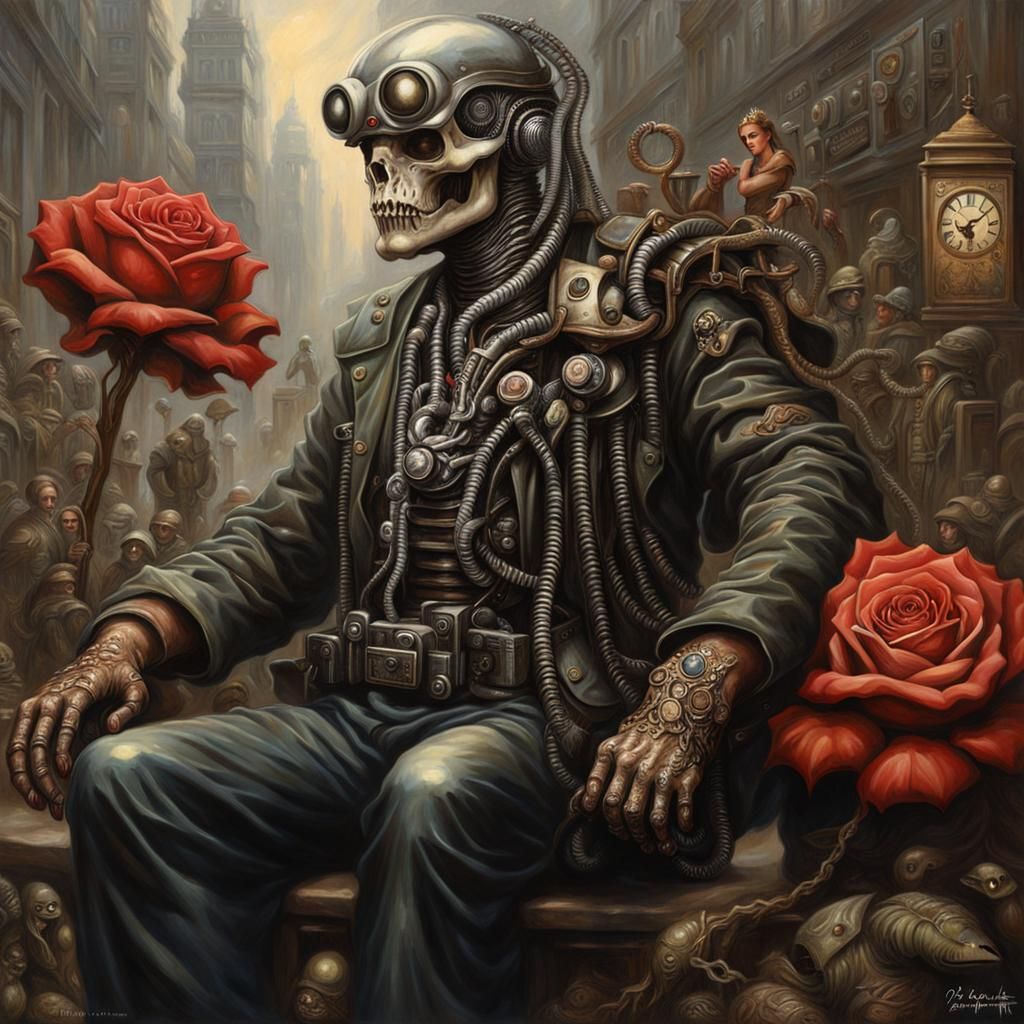 Snakes and Roses in Clockpunk Dieselpunk Style