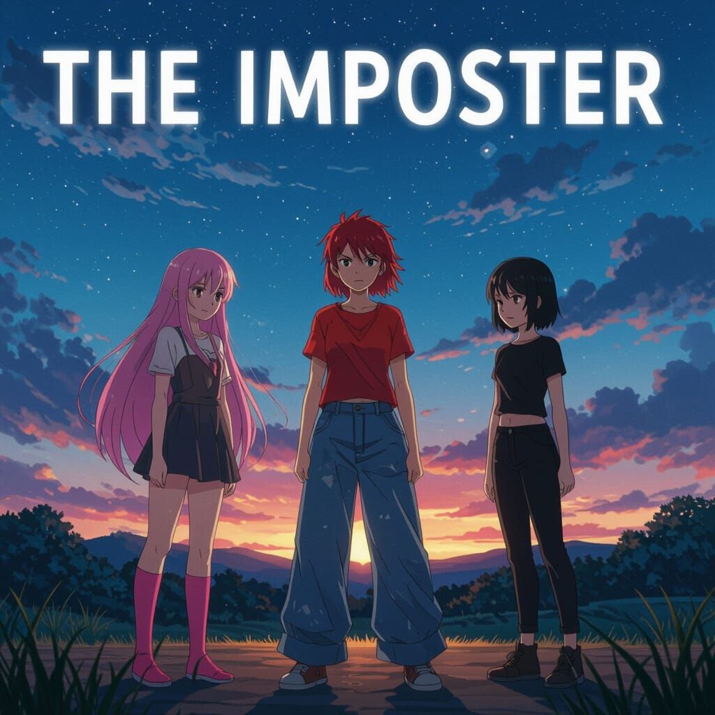 Three Friends Under Twilight Sky with "THE IMPOSTER"