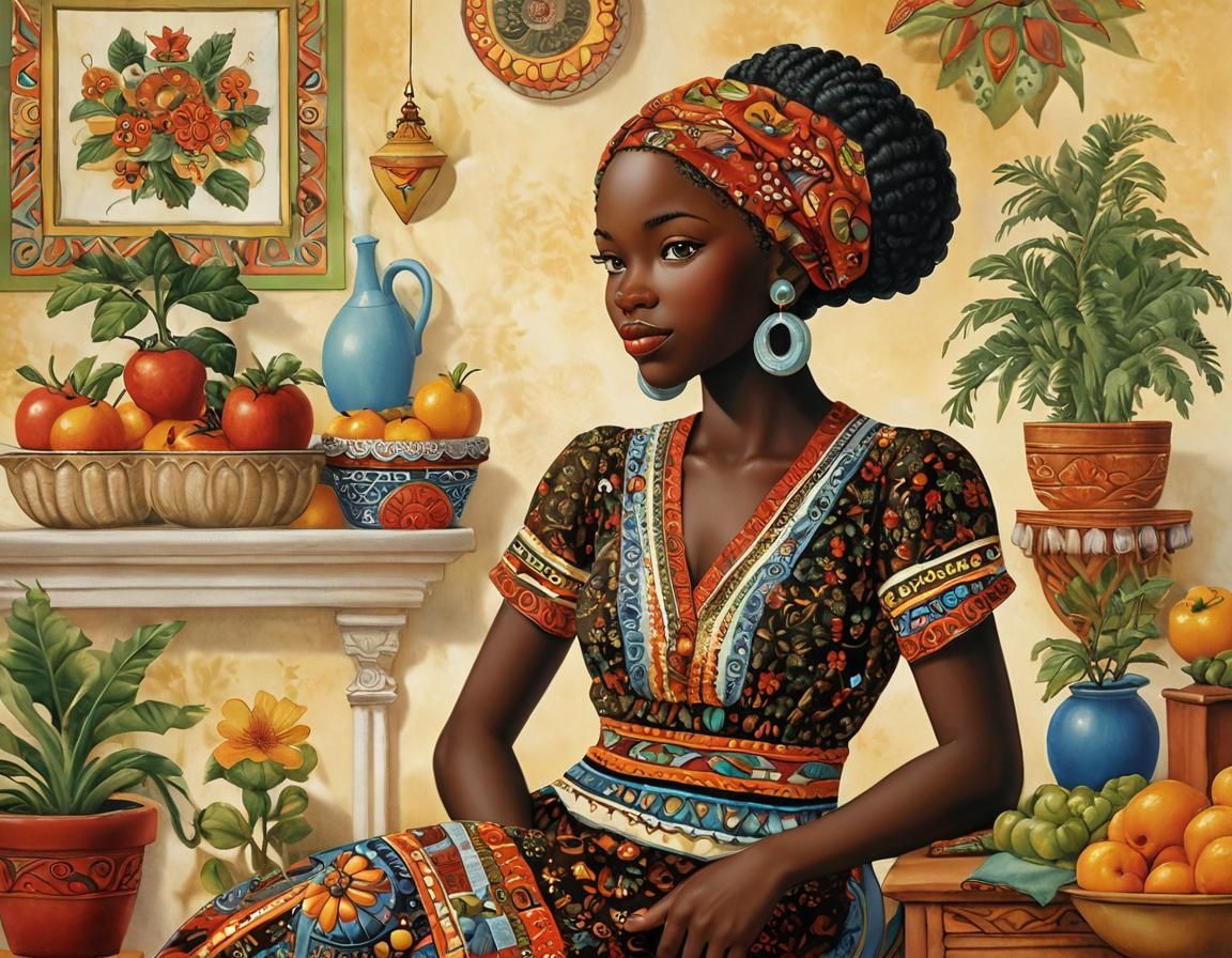 Whimsical Illustration of Child with Melanin