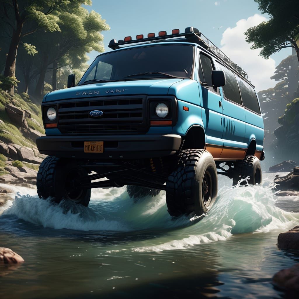 Vibrant River Diving Scene in Fantasy Concept Art Style