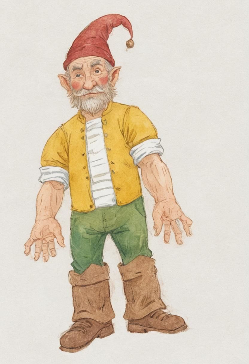 Detailed Dwarf Illustration with Unique Hands