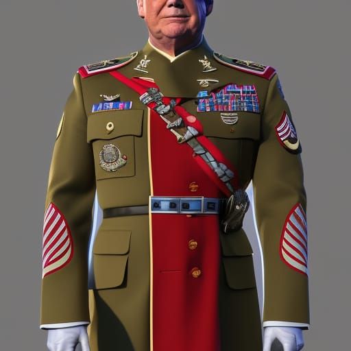 Donald Trump Military Uniform: Detailed Matte Painting